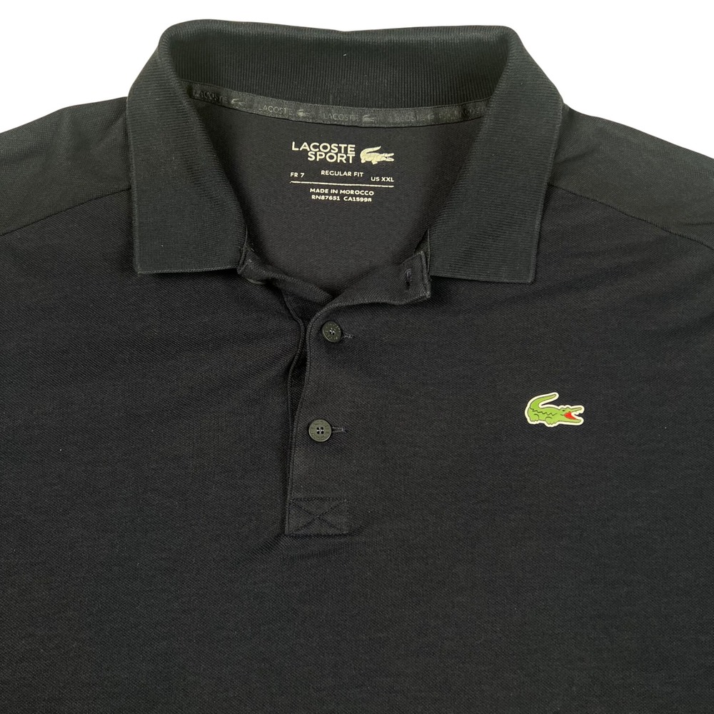 Lacoste Sport Mens Regular Fit Polo Shirt Black XXL Short Sleeve Preppy